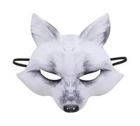 Didiseaon Fox Mask Adult: Half Face Fox Masquerade Mask Halloween White Animal Cosplay Accessories with Adjustable Elastic Band for Party Carnival Masquerade