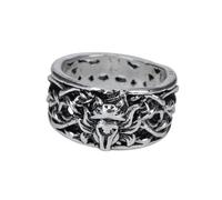 Didiseaon Fox Vintage Ring for Men Alloy Chic Finger Jewelry Viking Heritage Style Masculine Accessory Silver Size 9 Suitable for Daily Wear and Casual Outfits