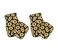 Didiseaon Front and Rear Car Floor Mats Polyester and Rubber Material 4pcs with Sunflower and Butterfly Print Easy to Clean and Anti-, Suitable for Vehicle Interior