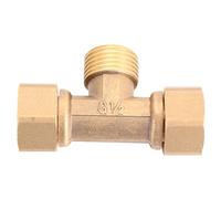Didiseaon Full Copper Thicken Tee Joint Water Pipe Fitting Solid Brass Connector with Male Female Threads for Plumbing and Bathroom Use Golden Brass