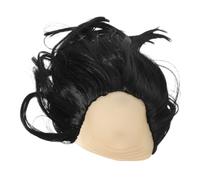 Didiseaon Funny Mens Half Bald Wigs for Men with Realistic Balding Appearance, Black Pet Material, Versatile Styling for Birthday Party and Stage Performance