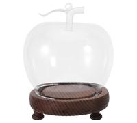 Didiseaon Glass Dome Cloche with Lighted Wooden Base Clear High-definition Display Case for Figurines Flowers and Small Plants Multipurpose Dustproof Keepsake Showcase for Home Decor