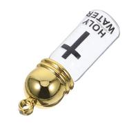 Didiseaon Glass Holy Water Bottle for Baptism 28x11mm Medium Refillable Christian Blessing Vessel with Gold Acrylic Cap and Easter Cross Design for Church and Home Decor