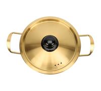 Didiseaon Golden Stainless Steel Seafood Pot with Comfortable Grip and Heat-Resistant Handles, Korean Style Ramen Pot for Making Instant Noodles and Warming Milk