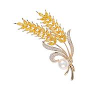 Didiseaon Golden Wheat Ear Brooch Classic Brooch for Ladies Creative Pin for Women's Clothing Vintage Style Accessory Jewelry