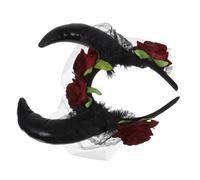 Didiseaon Gothic Bull Horn Hair Ornament Halloween Costume Hair Accessory Veil Cosplay Devil Horns Headband Halloween Party Decor Stage Performance Headdress