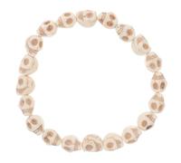 Didiseaon Gothic Skeleton Bracelet for Men and Women, Beige Stone Material, Punk Style Halloween Wristband, Versatile Fashionable Skull Wrist Decoration, Unique Cosplay Prop Accessory
