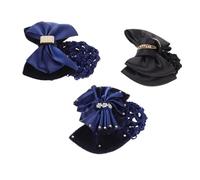 Didiseaon Hair Net Headwear Women's Office Hair Clip Snood Barrette Bun Cover Hairnet Bow Tie Mesh Dance Accessory