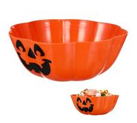 Didiseaon Halloween Candy Bowl: Large Pumpkin Bowl Plastic Candy Dish Pumpkin Lamp Shape Salad Serving Dishes Orange Decoration Plate for Parties and Festive Celebrations