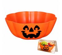 Didiseaon Halloween Candy Bowl Large Pumpkin Lamp Shape Sweet Serving Dish | Plastic Trick or Treat Bowl, Reusable Orange Salad Server, Decorative Fruit Bowl for Party and Festive Celebration for Porch
