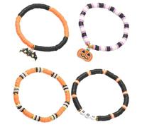 Didiseaon Halloween Polymer Clay Beaded Bracelet for Women with Stretch Elastic Band, Stylish Pumpkin Design for Party and Festival Gift, Modern Fashion Wristlet Charm