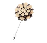 Didiseaon Handmade Wooden Flower Lapel Pin for Men Suits Insert Style Long Boutonniere Pin Stable and Practical Brooch for Formal Events and Weddings Classic Floral Accessory