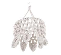 Didiseaon Hanging Light Shade, Knitting Lamp Shade, Retro Lampshade, 26x15x13cm, White, Cotton Rope and Metal, Handwoven Boho Style, for Bathroom and Desk