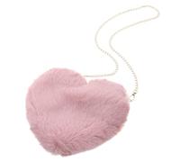 Didiseaon Heart Shape Faux Rabbit Tote Bag for Women with Convenient Storage and Fine Texture, Lovely Design for Going and Walking, Pink Plush Pouch for Outdoor Cosmetics and Phone