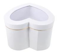 Didiseaon Heart-shaped Double Layer Rotating Box White Flower Packing Box with Lid for Valentine’s Day Wedding Bouquet Display