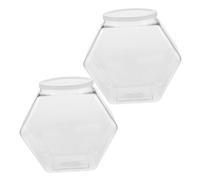 Didiseaon Hexagon Plastic Candy Jar 2pcs 3800ml White with Sealed Lid