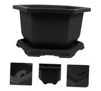 Didiseaon Hexagonal Plastic Orchid Flower Pot with Tray Material Bonsai Planter for Indoor Succulents Herbs Ferns Lightweight Home Gardening Container for Balcony and Office Decor