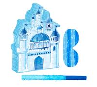 Didiseaon Ice Castle Pinata with Stick and Eye Mask Hanging Blue Birthday for Party Games Decorative Christmas and Wedding Party Supplies Safe Soft Play Accessory