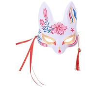 Didiseaon Japanese Style Cherry Blossom Fox Half Face Mask for Graduation Season Comfortable Pvc Material Cosplay Mask for Masquerade Party Festival with Delicate Design