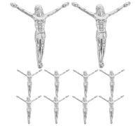 Didiseaon Jesus Crucifix Pendant Charm 10pcs Silver Stainless Steel with Realistic Design and Refined Aesthetics Metal Crosses Pendant for Calming DIY Activity and Religious Venues