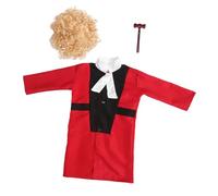 Didiseaon Judge Costume with Wig and Gavel Judge Coat Role Play Outfit for Career Experience Comfortable Fit Cosplay Performance Clothes for Boys