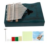Didiseaon Key Wooden Thumb Piano Kalimba with Carved Pattern Smooth Polished Finger Instrument for Beginners Adults Portable Blue Pine Mbira Gift