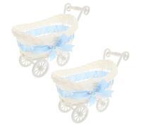 Didiseaon Kids Imitation Rattan Woven Basket Candy Storage Cart Shape Basket for Baby Shower Party Favor Decorations 2 Pack 9.45X6.69X5.51In