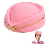 Didiseaon Ladies Stewardess Hat Faux Airplane Hostess Cap for Flight Attendant Cosplay for Airline Theme Parties and Stage Performances Easy to Wear
