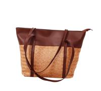 Didiseaon Large Capacity Straw Tote Bag for Women with Zippered Closure Handmade Woven Summer Beach Tote Lightweight Single Shoulder Handbag for Travel and Daily Use