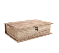 Didiseaon Large Capacity Wooden Storage Box with Hinged Flip Lid, Book Shaped Decorative Keepsake Box in Light Brown, for Home and Office Organizing Books and Trinkets