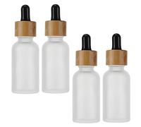 Didiseaon Leak-Proof 30ml Frosted Glass Dropper Bottles Wood Grain Lid 4pcs Portable Essential Oil Travel Container Refillable Bottle for Home Use
