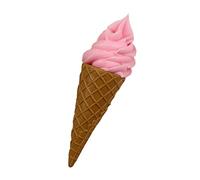 Didiseaon Lifelike Artificial Ice Cream Model Pink Party Decoration Flexible Fake Ice Cream for Shop Display and Early Education Prop