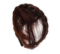 Didiseaon Light Brown Synthetic Fringe Wigs with Braided Headband Natural Air Bangs Design Seamless Blend Fishtail Braid Detail One-piece Headpiece for Women