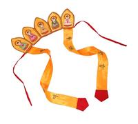 Didiseaon Lightweight Orange Decorative Hat for Cosplay and Theater, Chinese Style Performance Monk Hat with Intricate Floral Patterns and Comfortable Cloth Material for Actors