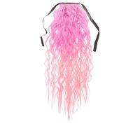 Didiseaon Long Wavy Curly Ponytail Extension Tie-up Synthetic Hairpiece for Women Warm Gradient Pink Hair Braid Reusable Soft Synthetic Hair for Parties and Daily Styling