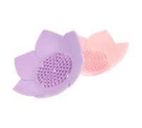 Didiseaon Lotus-shaped Silicone Soap Dish Set 2pcs Creative Shower Soap Holders with Draining Tray Pink and Purple Bathroom Storage Containers for Home Use