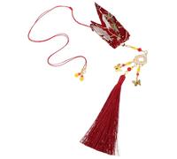 Didiseaon Luck Chinese Knot Car Pendant with Red Tassels Fabric Feng Shui Ornament Featuring Thousand Origami Cranes Soft Material Hanging Charm for Car Mirror and Home Decor