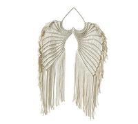 Didiseaon Macrame Woven Angel Wing Wall Hanging Made of Cotton Tapestry Handmade Beige Beautiful Wall Decor with Tassel Pendant, for Bedrooms and Stores