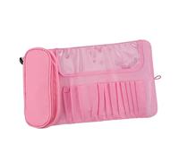 Didiseaon Makeup Brush Bag Multifunctional Folding Pouch Cosmetic Storage Case Pink Large Capacity Makeup Brush Rolling Bag for Travel Organization