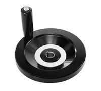 Didiseaon Mechanical Hand Crank Revolving round Hand Wheel with Threaded Hole Black Synthetic Material for Food and Packaging Equipment Applications