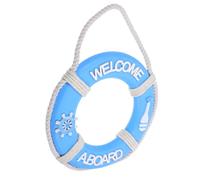 Didiseaon Mediterranean Style Wooden Lifebuoy Wall Art Nautical Hanging Decoration for Home Bar Nursery Sturdy Ocean Themed Decor Easy to Hang Light Blue Design