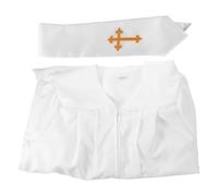 Didiseaon Men's Priest Costume Set for Adults, Traditional White Polyester Pastor Robe with Adjustable Design and Comfortable Fit, Includes Stole and Sash Accessories, for Church Party