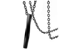 Didiseaon Men's Twisted Cylinder Pendant Necklace Creative Punk Style Jewelry Black Stainless Steel Chain for Birthdays Father's Day