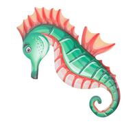 Didiseaon Metal Sea Horse Wall Pendant Sturdy Iron Art Hanging Decor for Indoor Outdoor Use Compact Lightweight Nautical Ornament for Living Bedroom Patio Garden Green Wrought Metal Seahorse