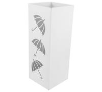 Didiseaon Metal Umbrella Bucket and Walking Stick Holder, Square White Iron Storage Organizer for Home Entryway, Sturdy Metal Umbrella Stand Suitable for Office and Hallway Use