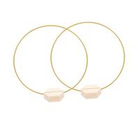 Didiseaon Metal Wreath with Wood Hex Base DIY Floral Hoops for Wedding Table Centerpieces and Home Living Decoration Gold Metal Craft Rings for Dreamcatcher and Rustic Desktop Decor