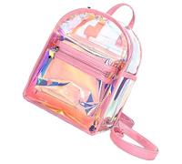 Didiseaon Metallic Iridescent Mini Backpack for Women and Teen, Jelly Festival Backpack with Multiple Compartments, Lightweight Pink Shoulder and Crossbody Bag for Travel and Daily Use