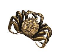 Didiseaon Mini Brass Crab Statue Lifelike Crab Sculpture for Home Office Decoration Portable Handcrafted Pure Brass Material Classic Antique Collectible Design
