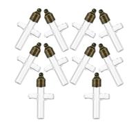 Didiseaon Mini Glass Vial Pendant Cross Shape Hanging Wish Bottle Set