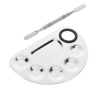 Didiseaon Mini Makeup Mixing Palette Foundation Mud Mask Applicator Metal Tray for Nail Art and Cosmetic Applications Portable Makeup Board Silver